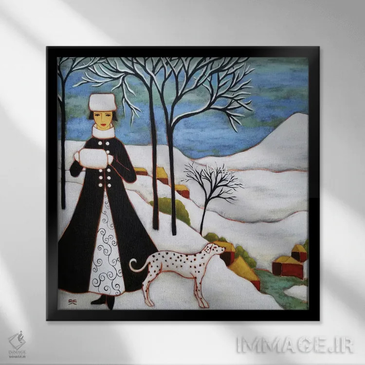 تابلو دکوراتیو زمستان اثر کارن ریگر - نمای قابدار مشکی