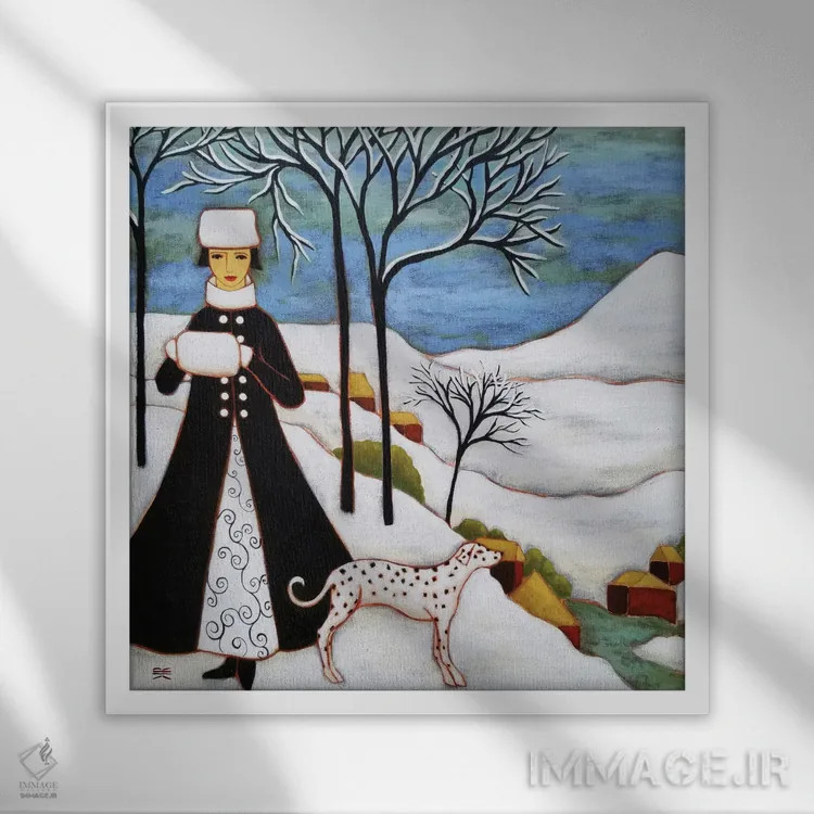 تابلو دکوراتیو زمستان اثر کارن ریگر - نمای قابدار سفید