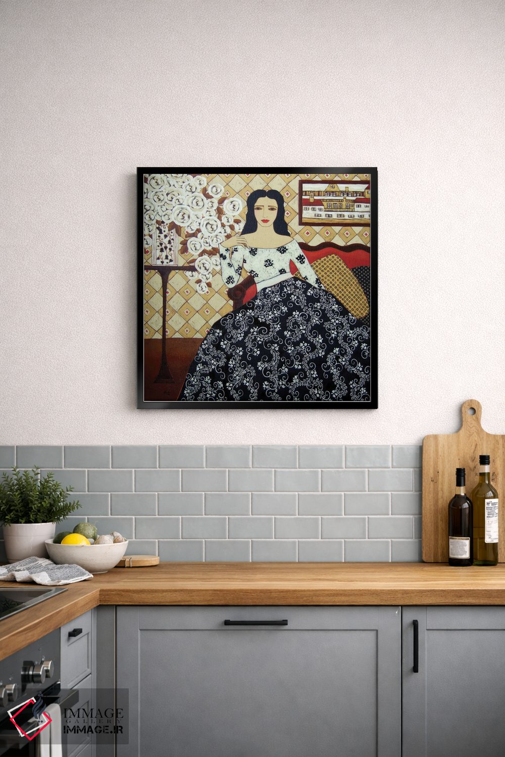 تابلو دکوراتیو عصر با رزهای عاجی اثر کارن ریگر - D6B