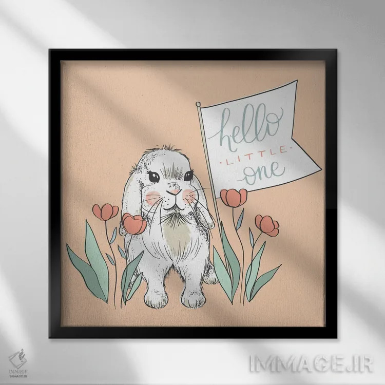 تابلو دکوراتیو طرح کودکانه جنگلی III اثر کریستینا هولت کرانتز - نمای قابدار مشکی