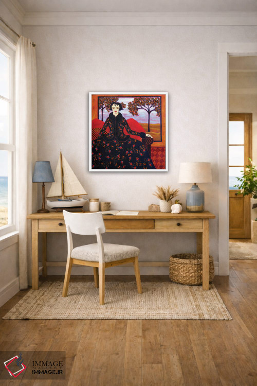 تابلو دکوراتیو زن با منظره عصرگاهی اثر کارن ریگر - D2W