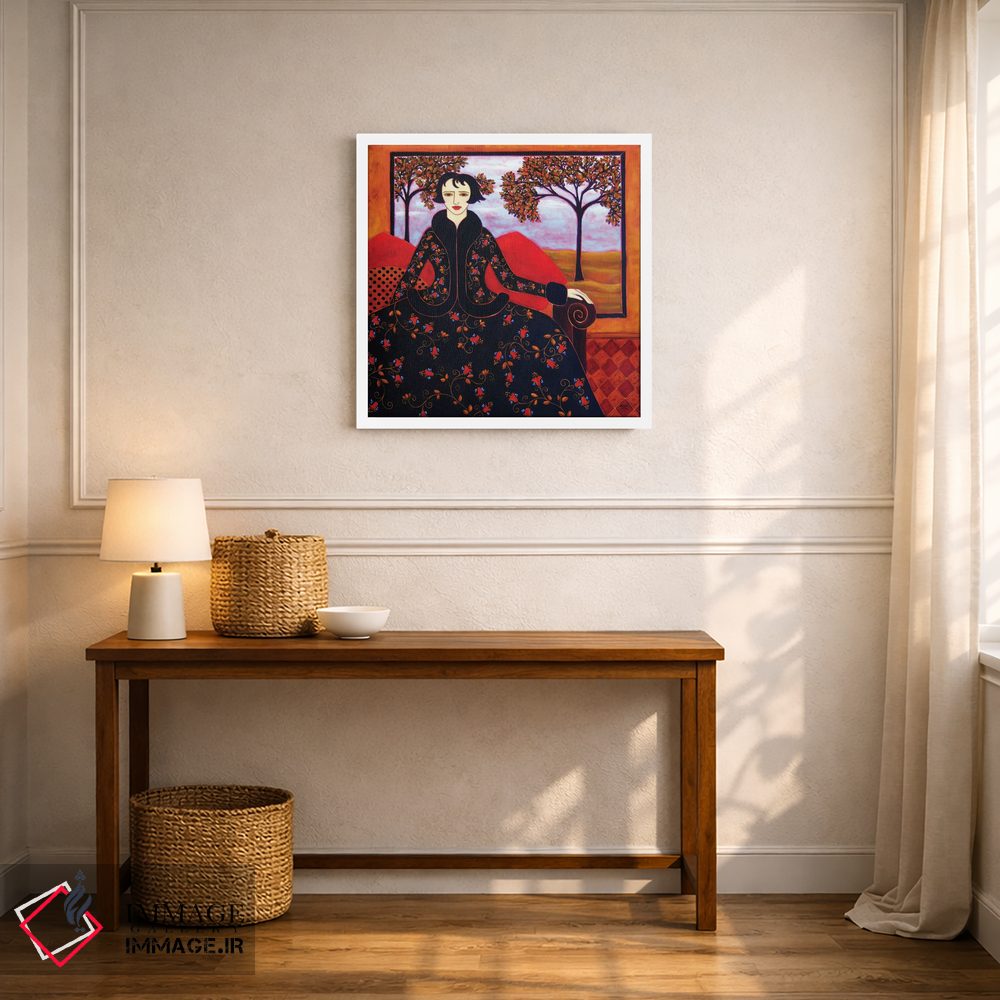 تابلو دکوراتیو زن با منظره عصرگاهی اثر کارن ریگر - D5W