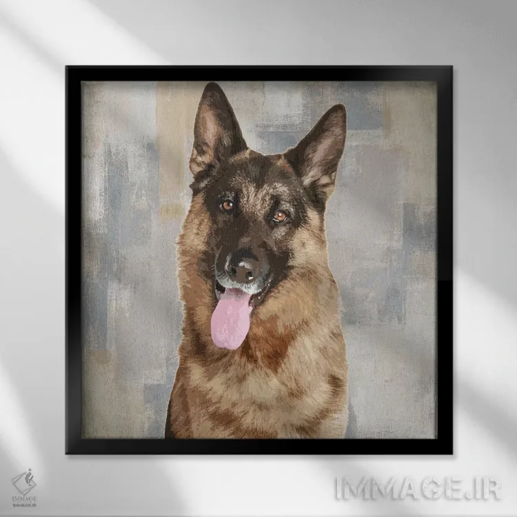 تابلو دکوراتیو ژرمن شپرد اثر کری راجرز - نمای قابدار مشکی