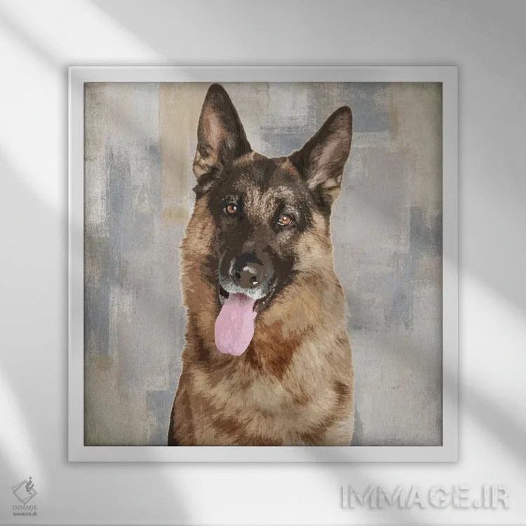 تابلو دکوراتیو ژرمن شپرد اثر کری راجرز - نمای قابدار سفید