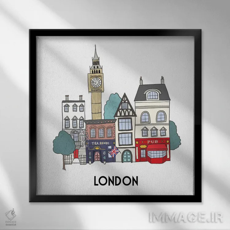 تابلو دکوراتیو لندن اثر کریستینا هولت کرانتز - نمای قابدار مشکی