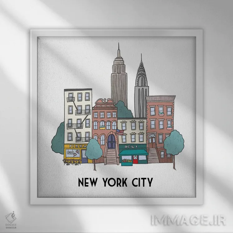 تابلو دکوراتیو نیویورک اثر کریستینا هولت کرانتز - نمای قابدار سفید