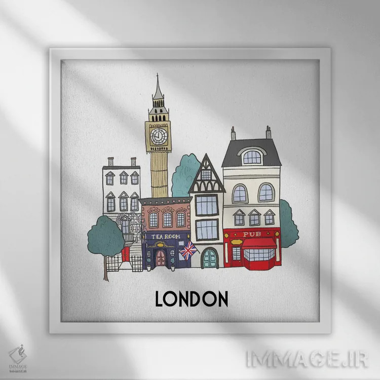 تابلو دکوراتیو لندن اثر کریستینا هولت کرانتز - نمای قابدار سفید