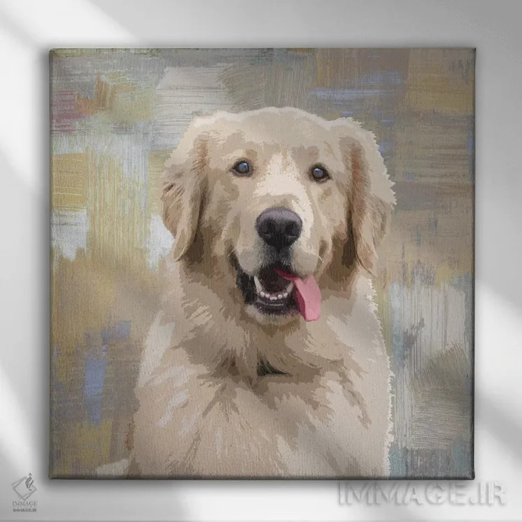 تابلو دکوراتیو گلدن رتریور اثر کری راجرز - نمای روبهرو روی دیوار