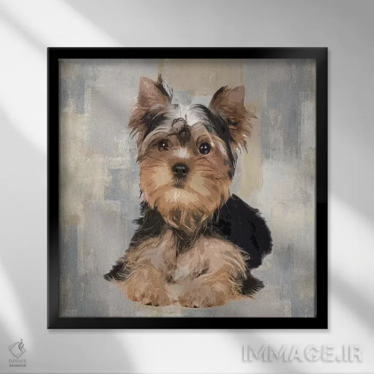 تابلو دکوراتیو تریر یورکشایر اثر کری راجرز - نمای قابدار مشکی