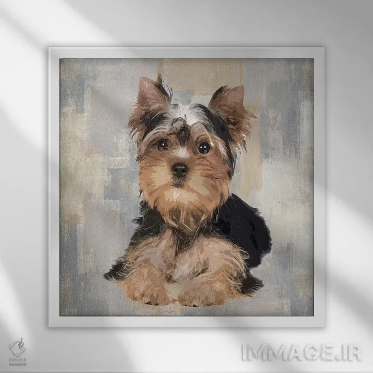 تابلو دکوراتیو تریر یورکشایر اثر کری راجرز - نمای قابدار سفید