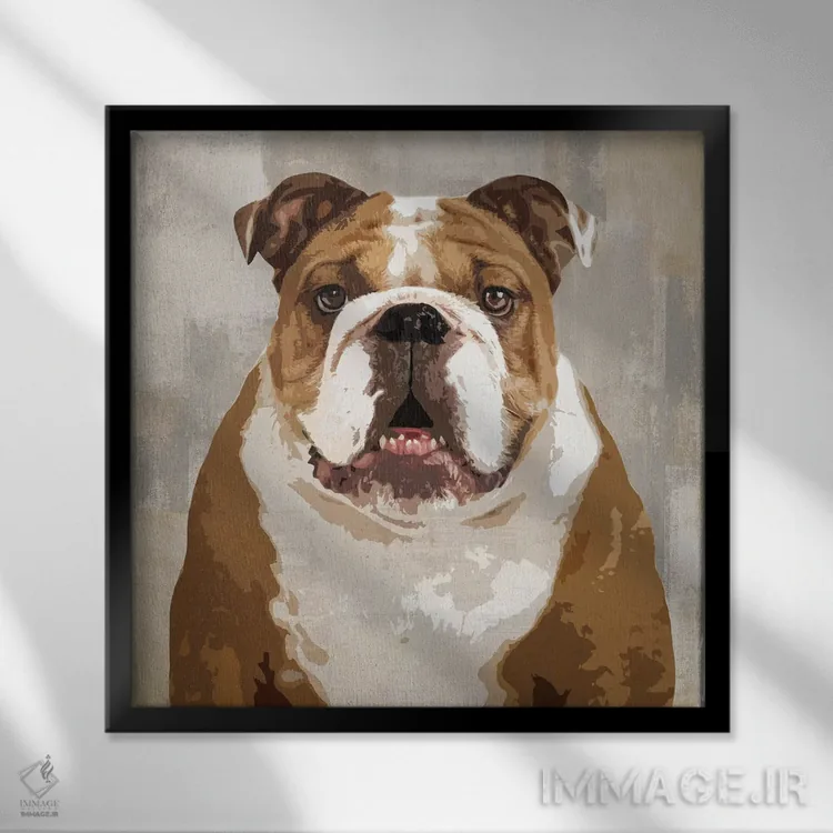 تابلو دکوراتیو بولداگ اثر کری راجرز - نمای قابدار مشکی