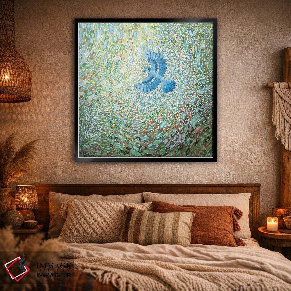 تابلو انتزاعی جیجاق آبی اثر کریستن لی - D1B