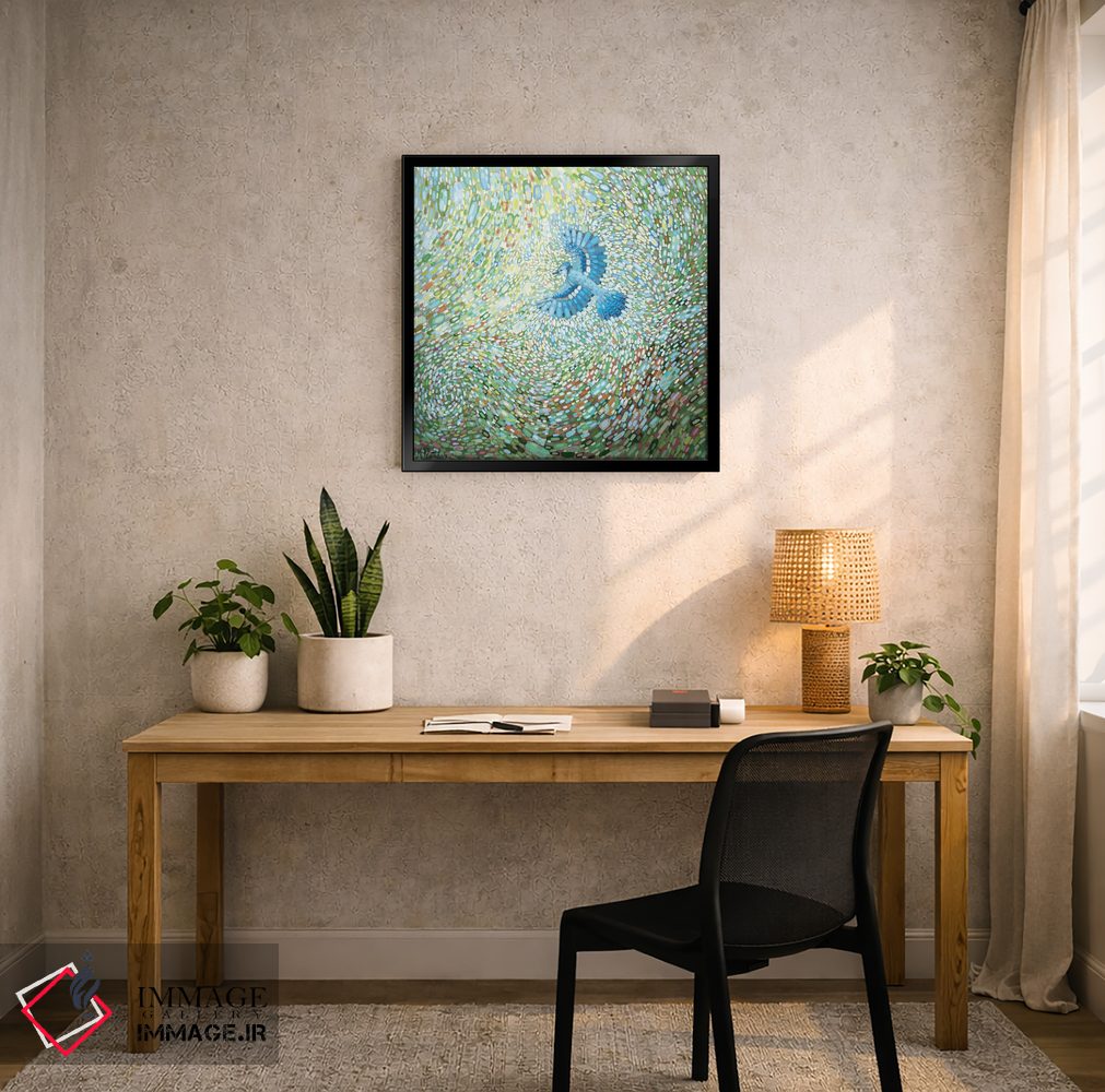 تابلو انتزاعی جیجاق آبی اثر کریستن لی - D5B