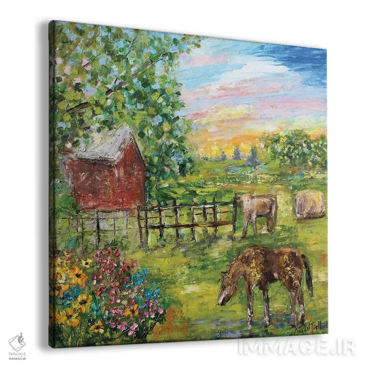 تابلو دکوراتیو روزی در مزرعه اثر کارن تارلتون - نمای پرسپکتیو محصول
