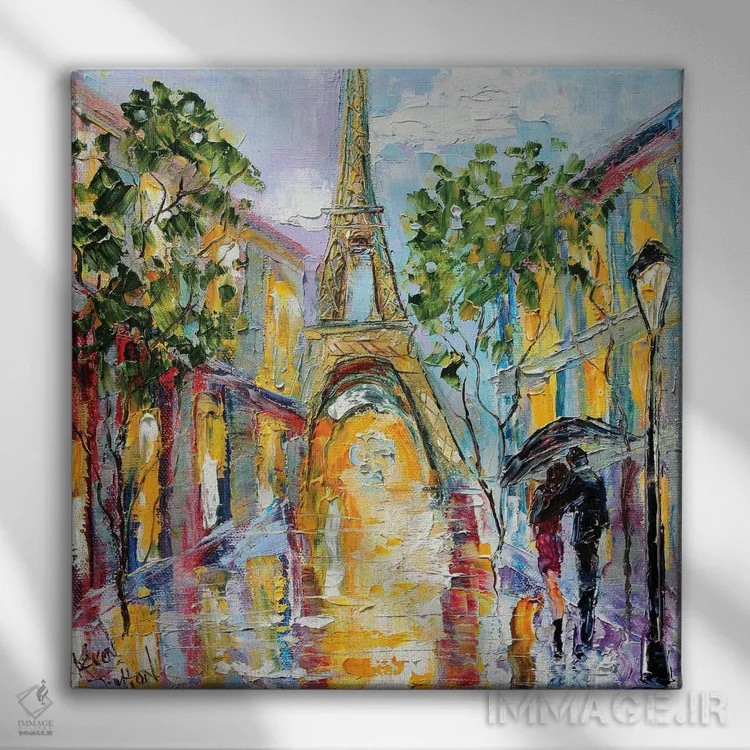 تابلو دکوراتیو خاطره ای از پاریس اثر کارن تارلتون - نمای روبهرو روی دیوار