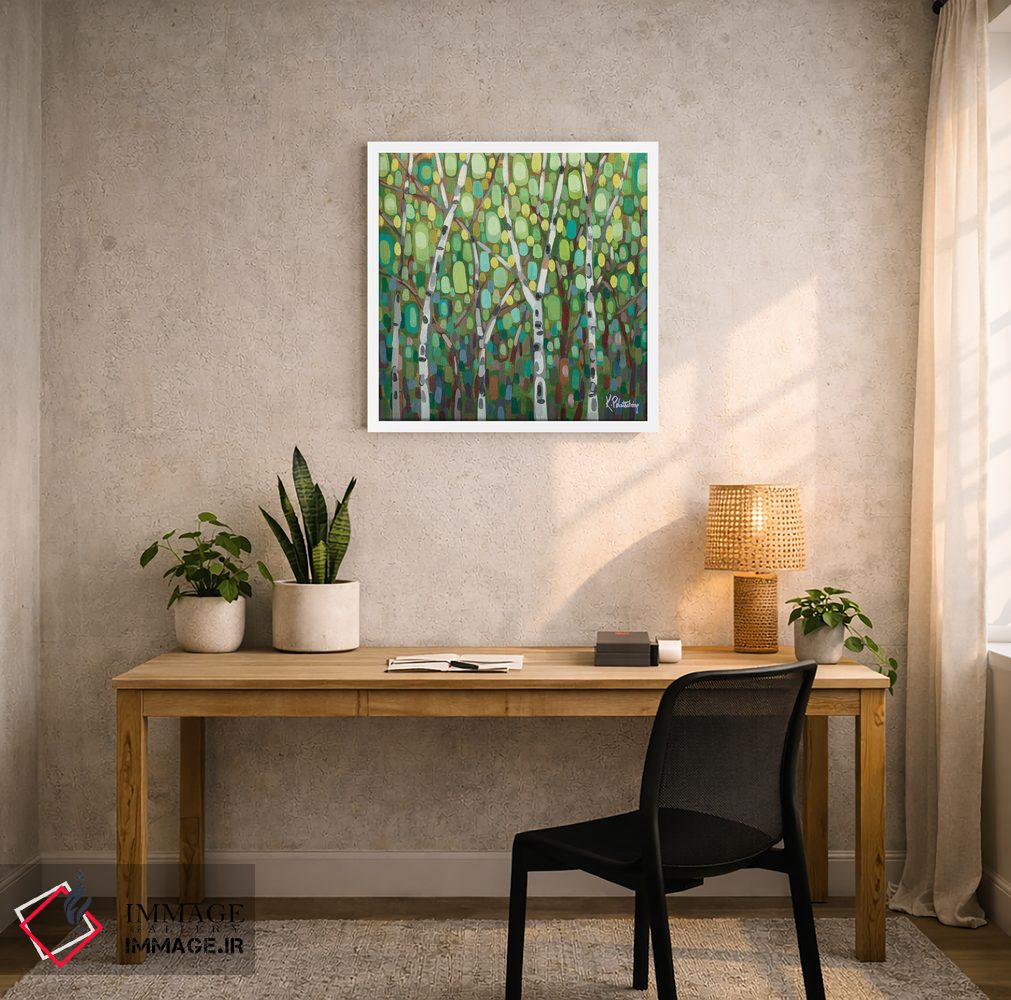 تابلو انتزاعی درختان تابستانی در باد ملایم اثر کریستن لی - D5W