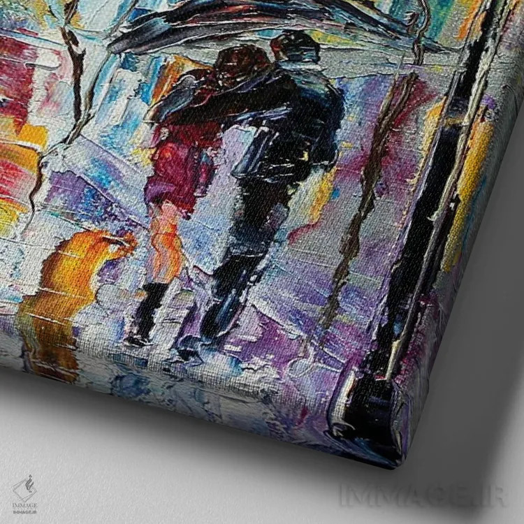 تابلو دکوراتیو خاطره ای از پاریس اثر کارن تارلتون - نمای نزدیک بافت بوم