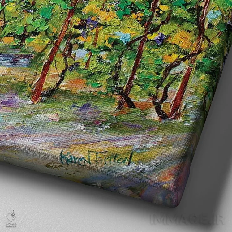 تابلوی نقاشی روغن اصل دره ناپا کالیفرنیا اثر کارن تارلتون - نمای نزدیک بافت بوم