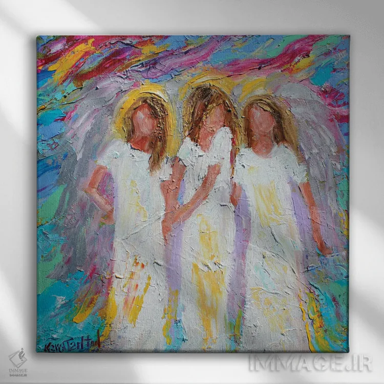 تابلو دکوراتیو دوستان فرشته اثر کارن تارلتون - نمای روبهرو روی دیوار