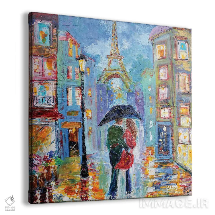 تابلو دکوراتیو عشق گرگ ومیش پاریس اثر کارن تارلتون - نمای پرسپکتیو محصول