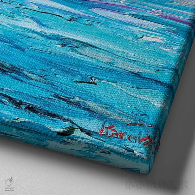 تابلو دکوراتیو قایق بادبانی اثر کارن تارلتون - نمای نزدیک بافت بوم