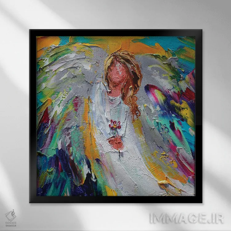 تابلو دکوراتیو فرشته بهاری شادی اثر کارن تارلتون - نمای قابدار مشکی