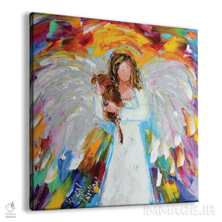 تابلو دکوراتیو فرشته عشق توله سگ اثر کارن تارلتون - نمای پرسپکتیو محصول