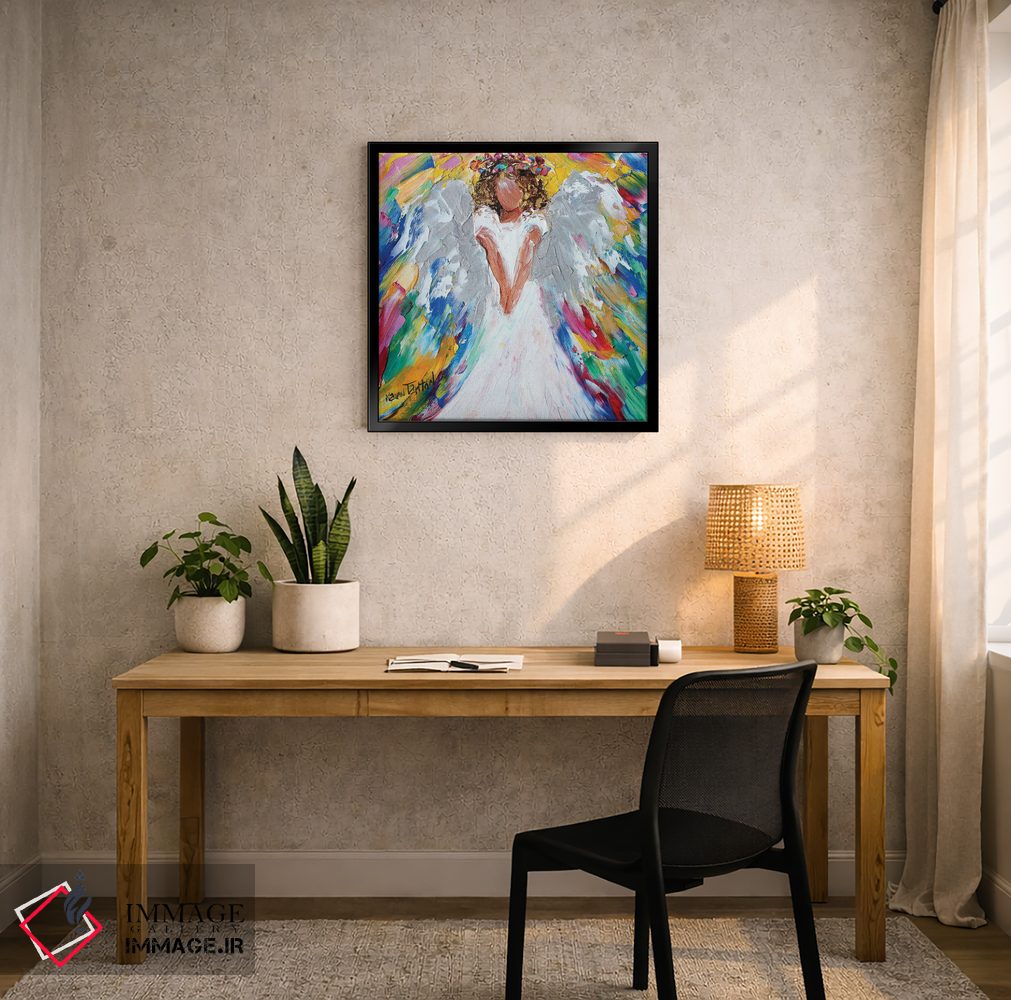 تابلو دکوراتیو فرشته مهربان با هاله ای از گل ها اثر کارن تارلتون - D5B