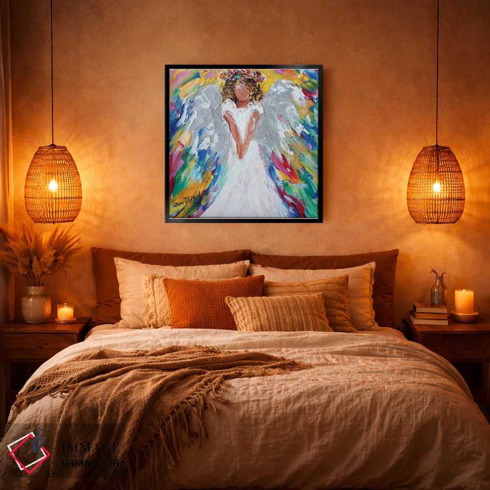 تابلو دکوراتیو فرشته مهربان با هاله ای از گل ها اثر کارن تارلتون - D6B