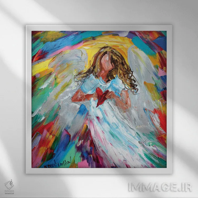 تابلو دکوراتیو فرشته قلبم اثر کارن تارلتون - نمای قابدار سفید