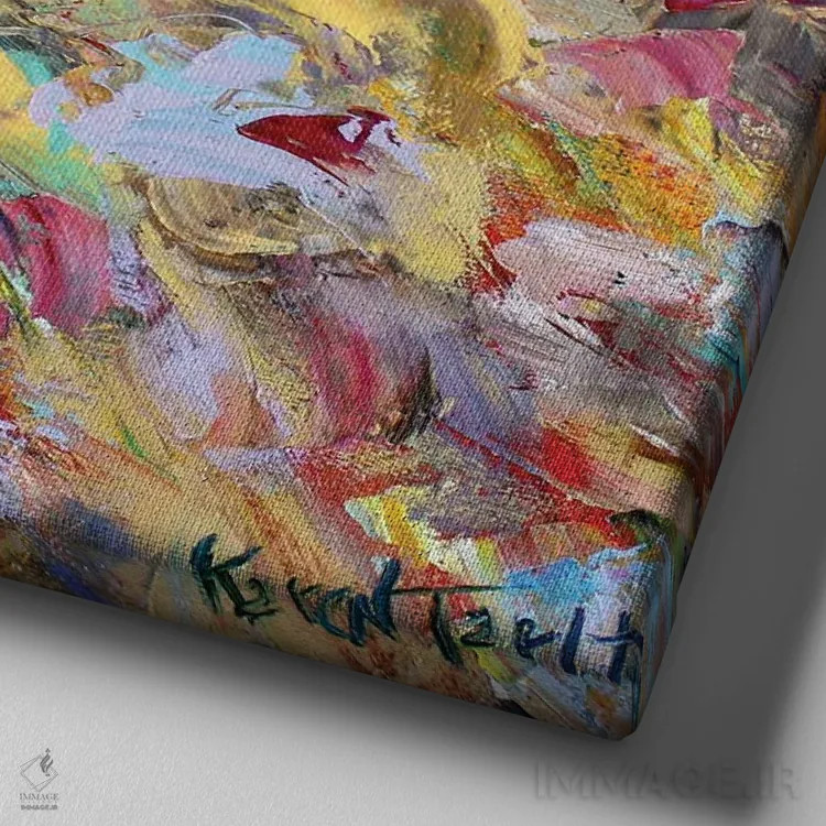 تابلو دکوراتیو خرس اثر کارن تارلتون - نمای نزدیک بافت بوم