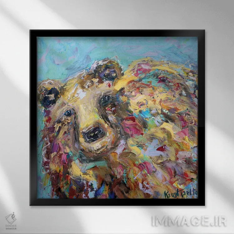 تابلو دکوراتیو خرس اثر کارن تارلتون - نمای قابدار مشکی