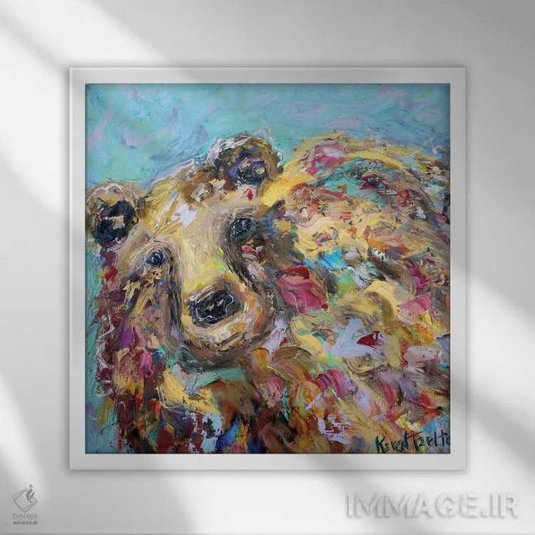 تابلو دکوراتیو خرس اثر کارن تارلتون - نمای قابدار سفید