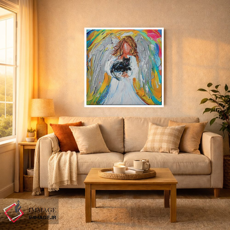 تابلو دکوراتیو فرشته با گربه اثر کارن تارلتون - D2W