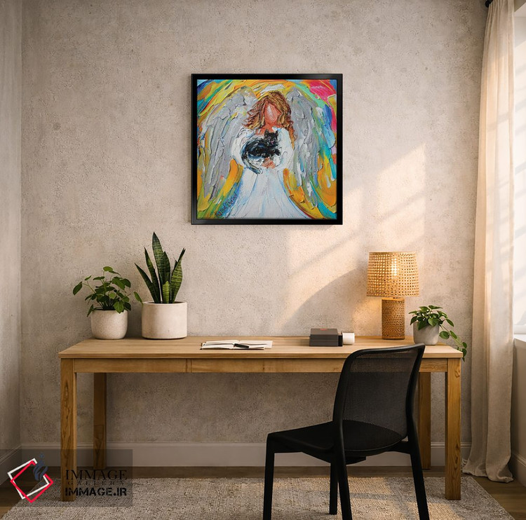 تابلو دکوراتیو فرشته با گربه اثر کارن تارلتون - D5B
