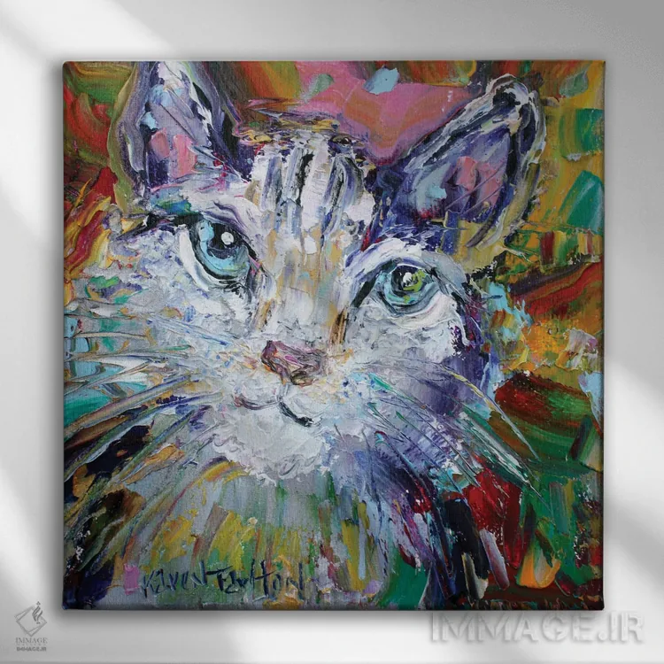 تابلو دکوراتیو عشق گربه ای اثر کارن تارلتون - نمای روبهرو روی دیوار