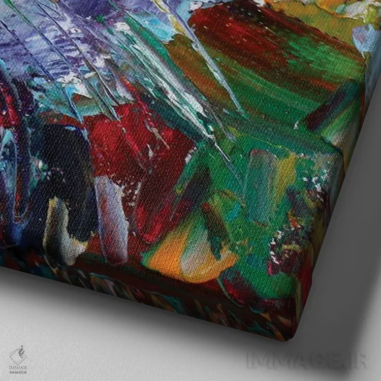 تابلو دکوراتیو عشق گربه ای اثر کارن تارلتون - نمای نزدیک بافت بوم