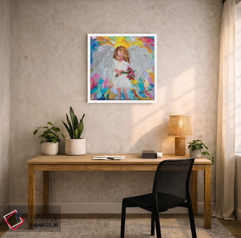 تابلو دکوراتیو فرشته با گل ها اثر کارن تارلتون - D3W