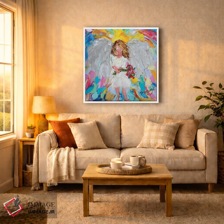 تابلو دکوراتیو فرشته با گل ها اثر کارن تارلتون - D4W