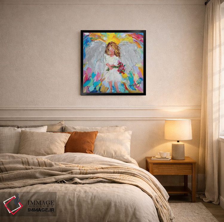 تابلو دکوراتیو فرشته با گل ها اثر کارن تارلتون - D5B