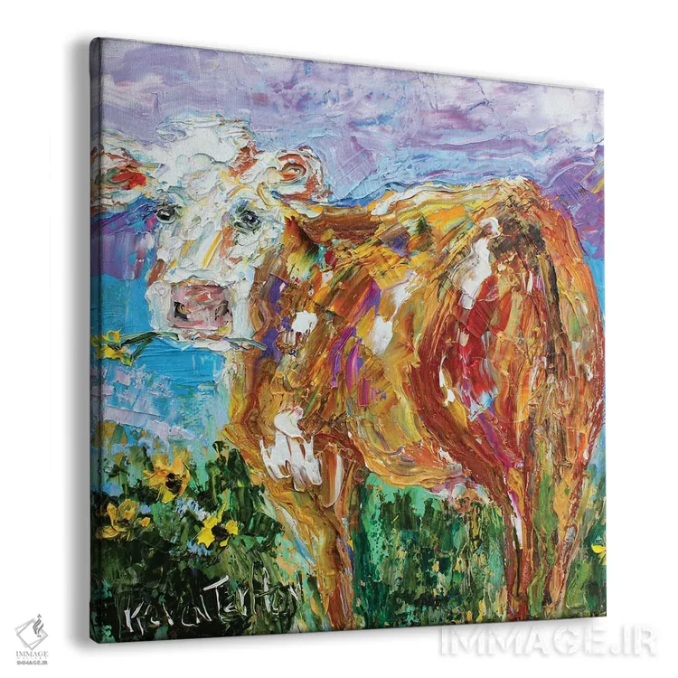 تابلو دکوراتیو گاو روستایی اثر کارن تارلتون - نمای پرسپکتیو محصول