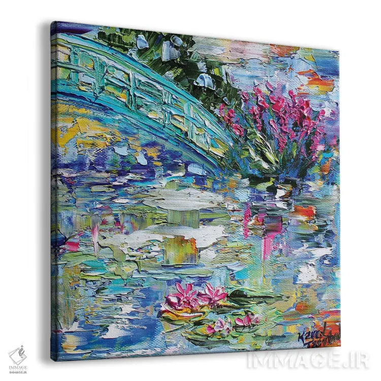 تابلو دکوراتیو برکه نیلوفر اثر کارن تارلتون - نمای پرسپکتیو محصول