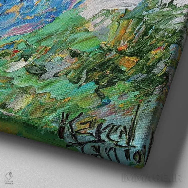 تابلو دکوراتیو خروس کوچک اثر کارن تارلتون - نمای نزدیک بافت بوم