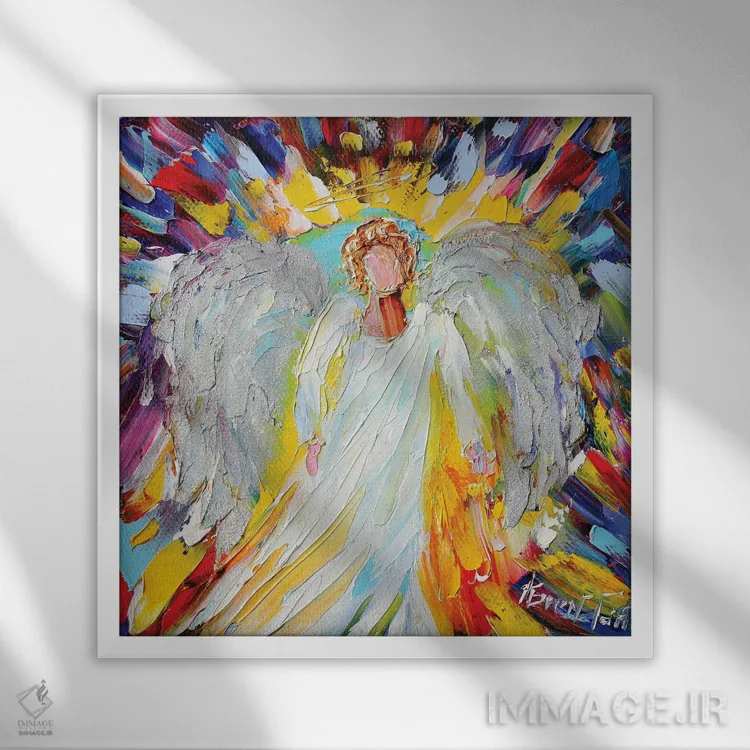 تابلو دکوراتیو فرشته مادربزرگ اثر کارن تارلتون - نمای قابدار سفید