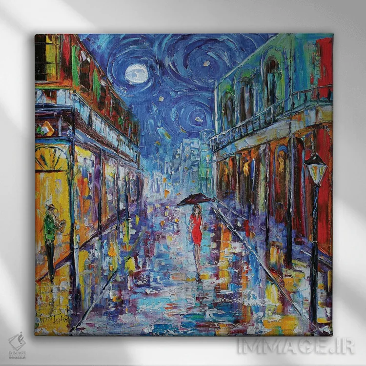 تابلو دکوراتیو ماه در محله فرانسوی نیواورلئان اثر کارن تارلتون - نمای روبهرو روی دیوار