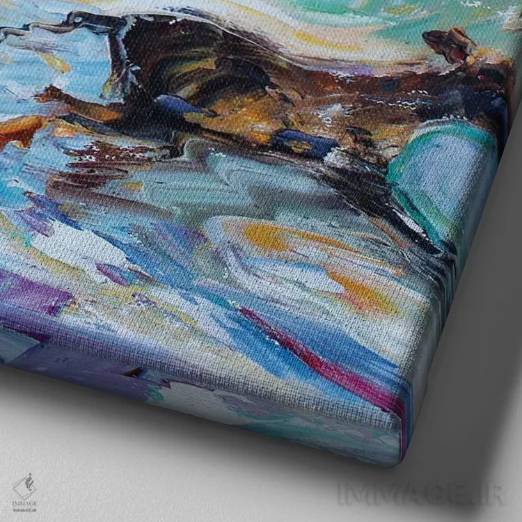 تابلو دکوراتیو کابوی اثر کارن تارلتون - نمای نزدیک بافت بوم