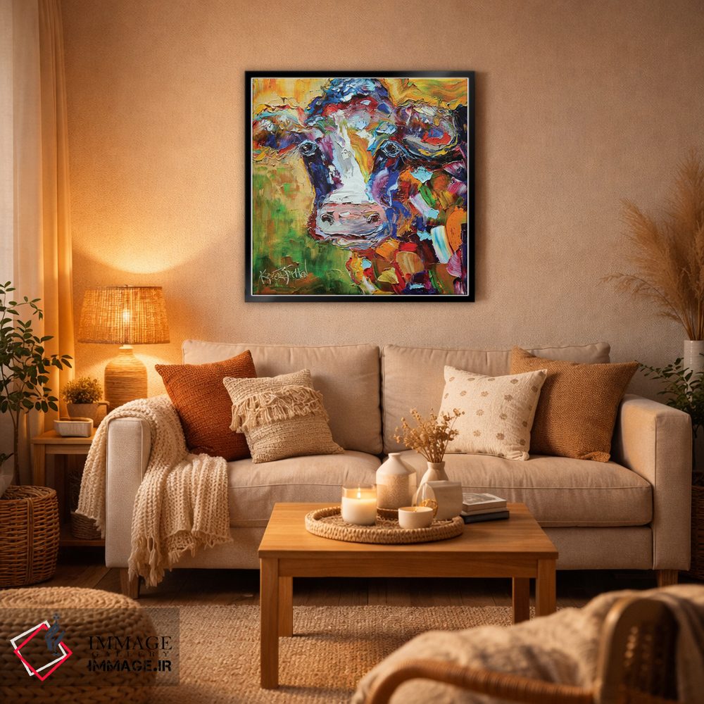 تابلو دکوراتیو گاو رنگارنگ I اثر کارن تارلتون - D6B
