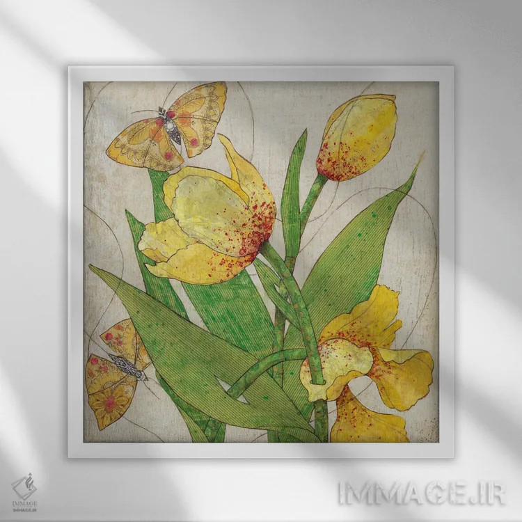 تابلو دکوراتیو درهم تنیده اثر کارن سیکیه - نمای قابدار سفید