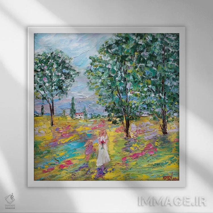 تابلو دکوراتیو مادر و کودک اثر کارن تارلتون - نمای قابدار سفید