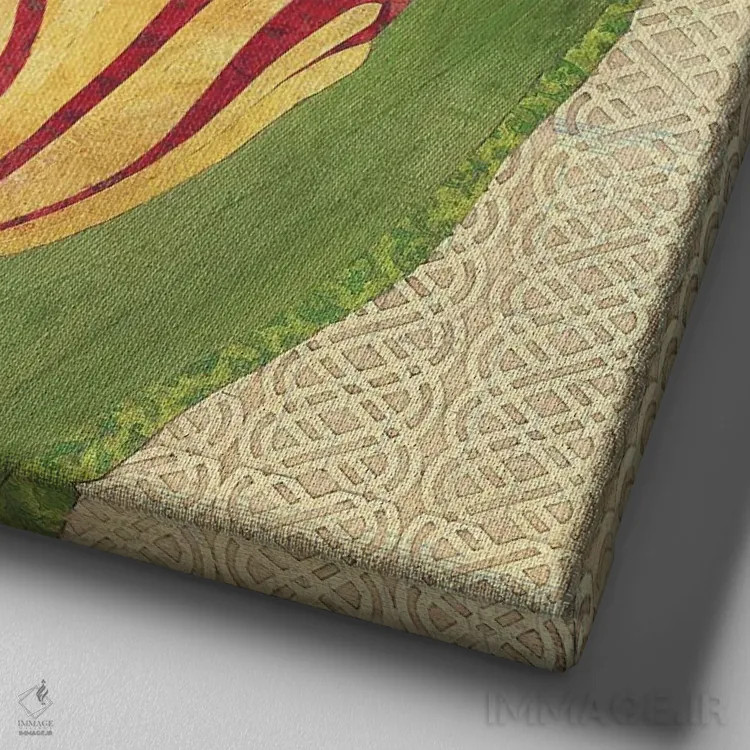 تابلو دکوراتیو لاله آتشین اثر کارن سیکیه - نمای نزدیک بافت بوم